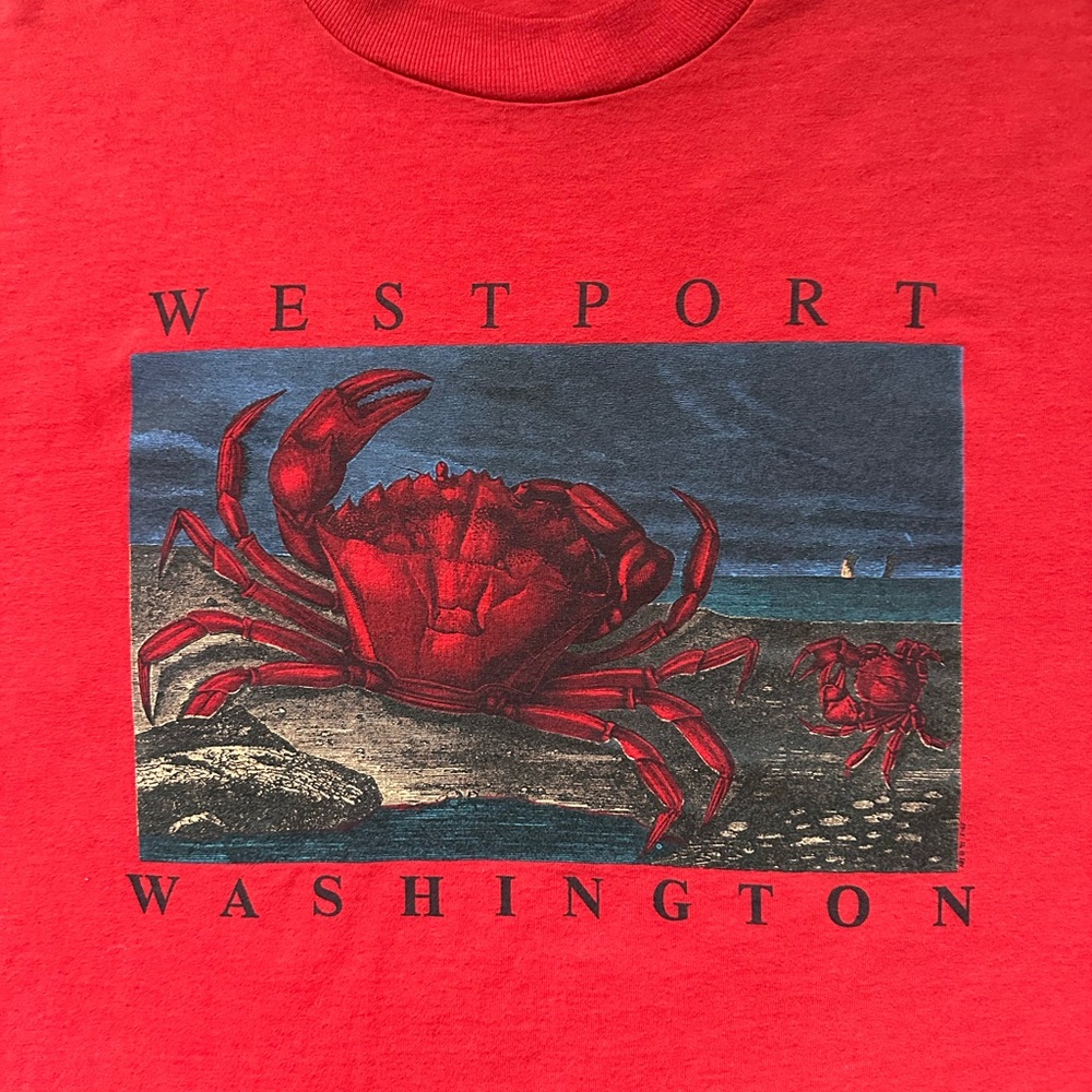 Westport Washington Vintage 90s Shirt Men’s Large Single Stitch Souvenir Crab - Picture 3 of 7